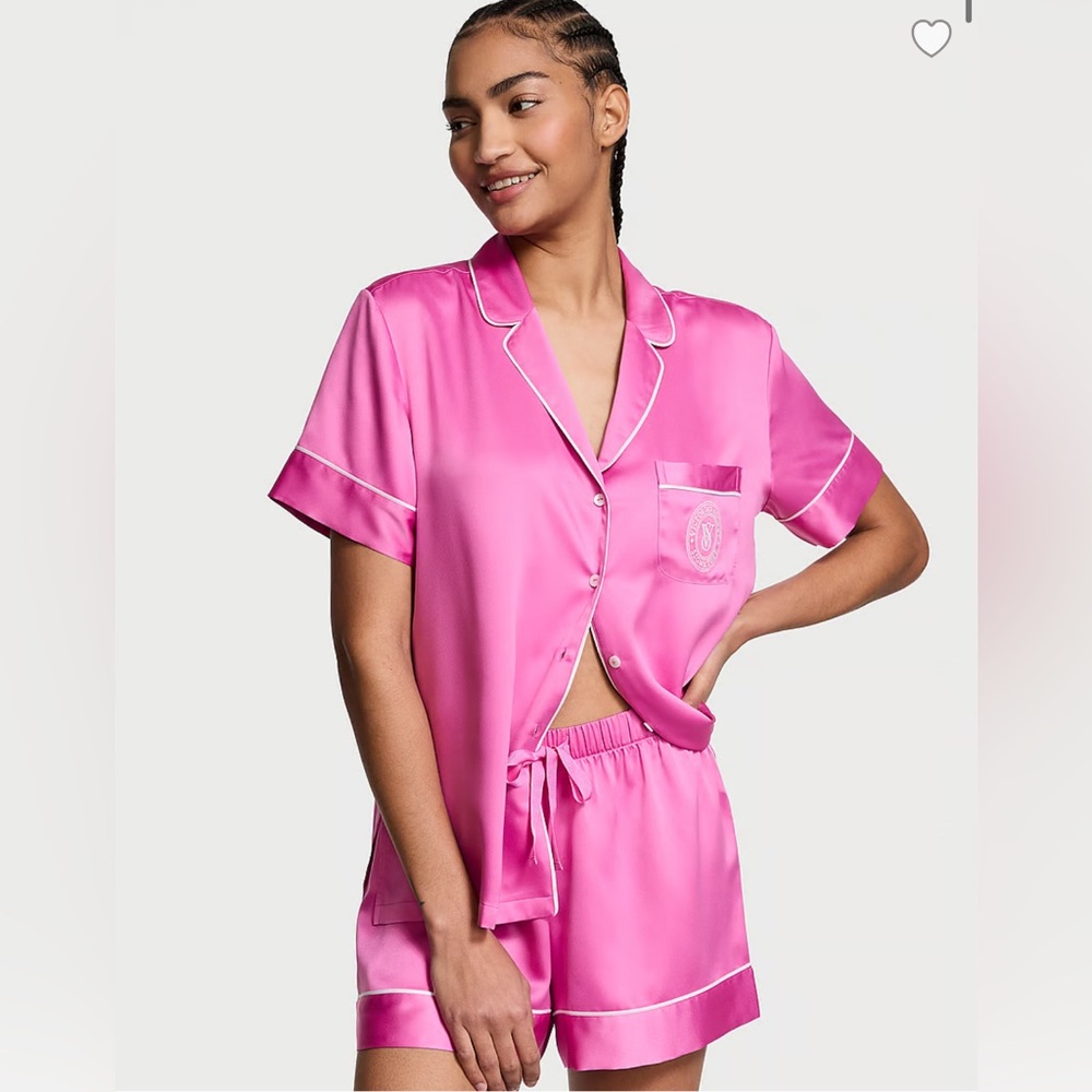 Victoria’s Secret - Glazed Satin Short Pajama Set - New Peony